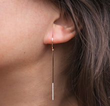 14KT White Gold Diamond Dipped Bar Earrings