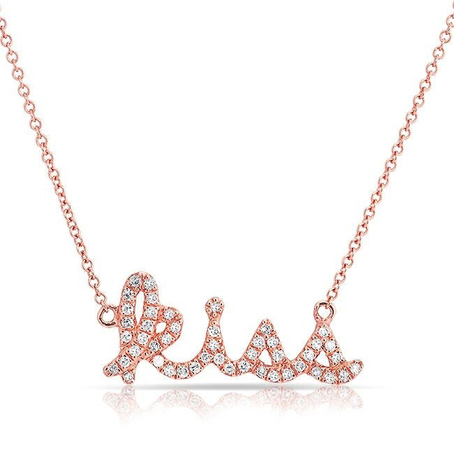 14KT Rose Gold Diamond Kiss Necklace
