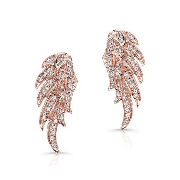 14KT Rose Gold Diamond Wing Stud Earrings