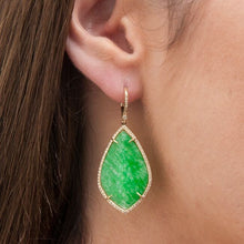 14KT Yellow Gold Jade Diamond Earrings