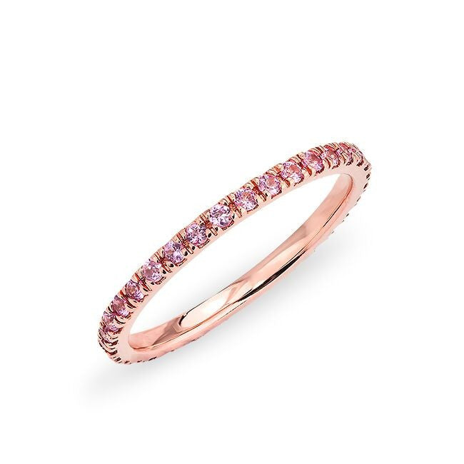 14KT Rose Gold Pink Diamond Eternity Stacking Ring