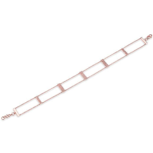 14KT Rose Gold Diamond Brick Bracelet