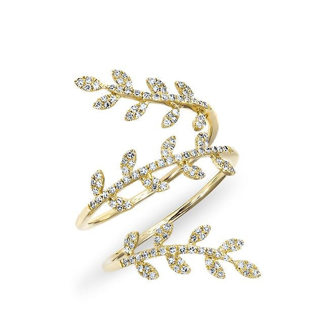 14KT Yellow Gold Diamond Vine Wrap Ring