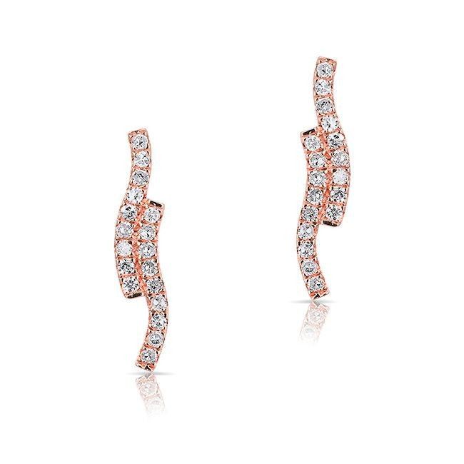 14KT Rose Gold Diamond Ripple Stud Earrings