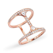 18KT Rose Gold Diamond H Deux Ring