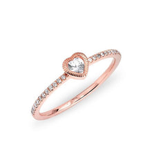 14KT Rose Gold White Sapphire Heart Solitaire Diamond Ring