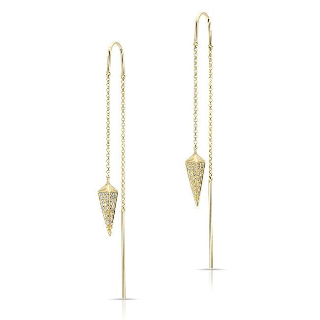 14KT Yellow Gold Diamond Lantern Threader Earrings