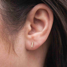 NOL:14KT Rose Gold Diamond Mini Bar Stud Earrings