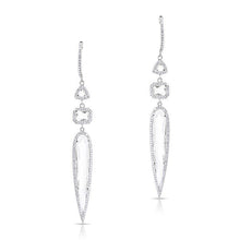 14KT White Gold White Topaz Diamond Grace Drop Earrings