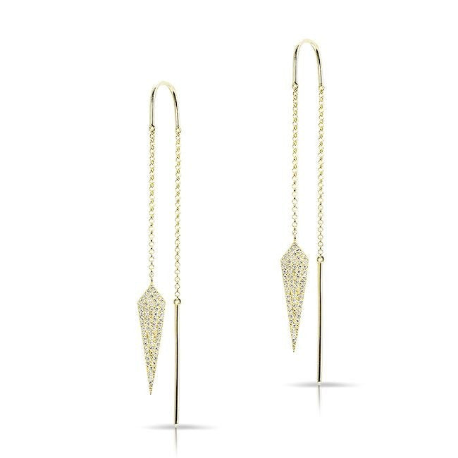 14KT Yellow Gold Diamond Spear Threader Earrings