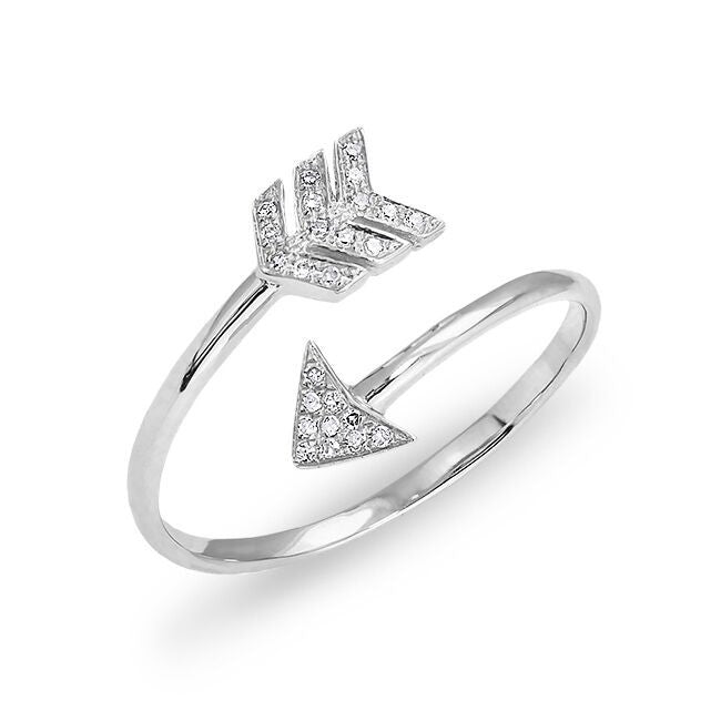 14KT White Gold Diamond Mini Arrow Wrap Ring