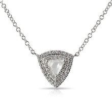 14KT White Gold Diamond Double Halo Triangle Necklace