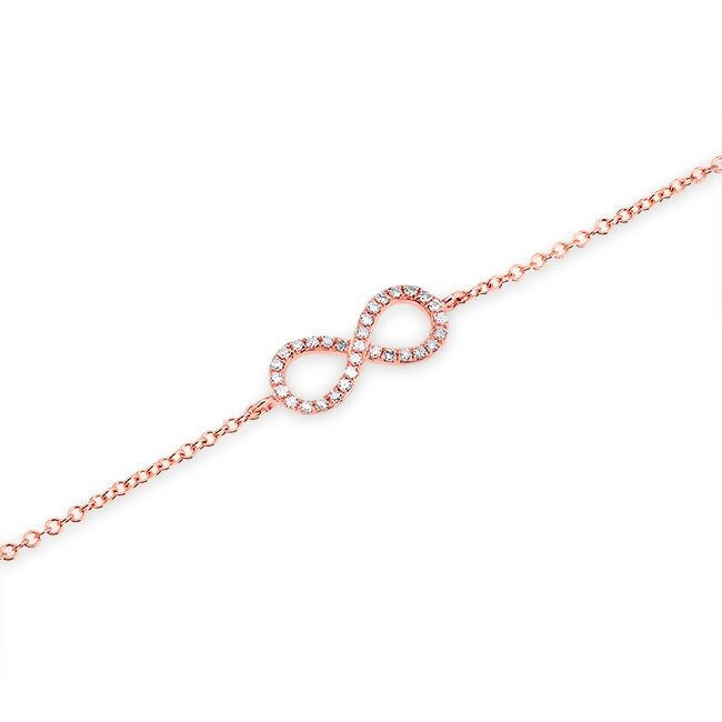 14KT Rose Gold Diamond Small Infinity Bracelet