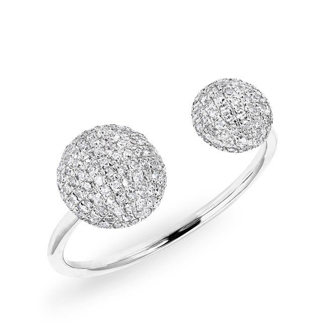 14KT White Gold Diamond Double Bouton Ring