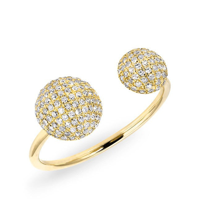 14KT Yellow Gold Diamond Double Bouton Ring