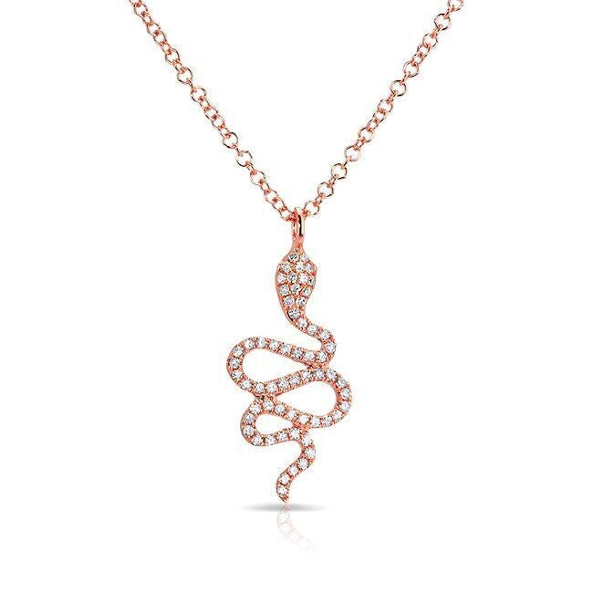 14KT Rose Gold Diamond Snake Necklace