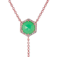 14KT Rose Gold Chrysoprase Diamond Flirt Lariat Necklace