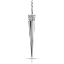 14KT White Gold Diamond Open Circle Flirt Lariat Spike Necklace