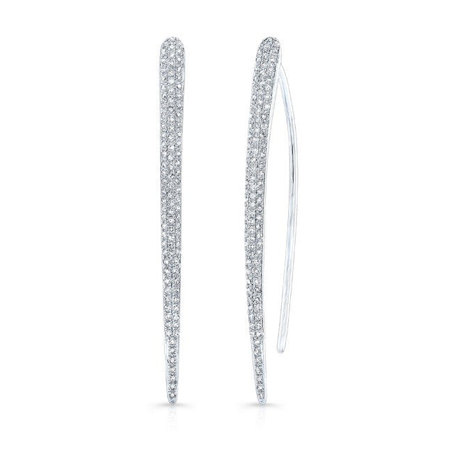 14KT White Gold Diamond Large Wishbone Earrings