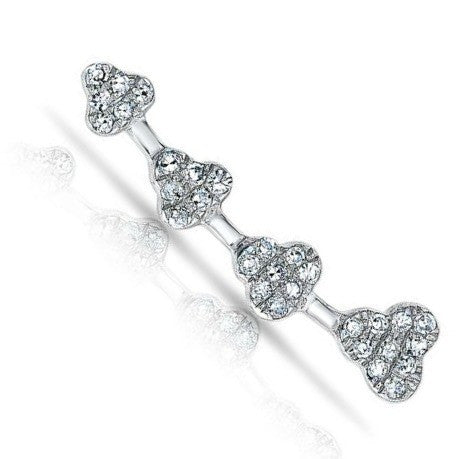 14KT White Gold Diamond Hearts Ear Cuff