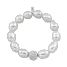 White Pearl Bracelet with Sterling Silver Laser Cut Ball
