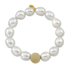 White Pearl Bracelet with Gold Fill Laser Cut Ball