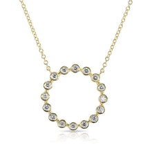 14KT Yellow Gold Open Circle Bezel Set Diamond Necklace