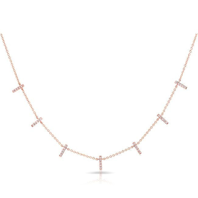 14KT Rose Gold Diamond Base Bar Necklace