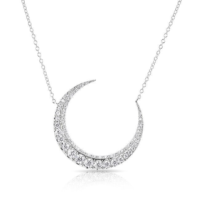 14KT White Gold Luxe Diamond Lunar Necklace