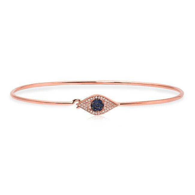 14KT Rose Gold Sapphire And Diamond Evil Eye Latch Bracelet