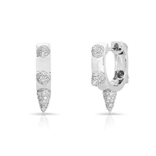 14KT White Gold Diamond Punk Rock Huggie Earrings