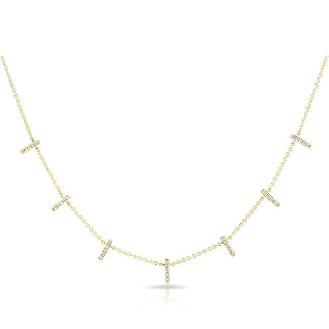 14KT Yellow Gold Diamond Base Bar Necklace