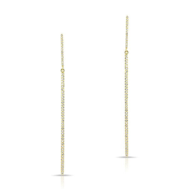 14KT Yellow Gold Double Thin Diamond Bar Earrings