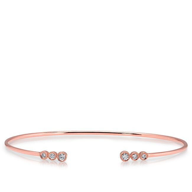 14KT Rose Gold Diamond Open Bezel Cuff