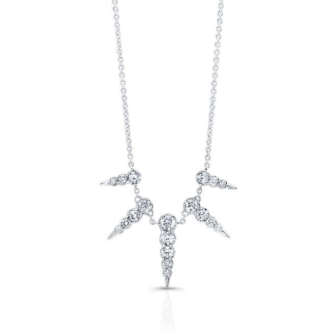 14KT White Gold Diamond Luxe Icicle Spike Necklace