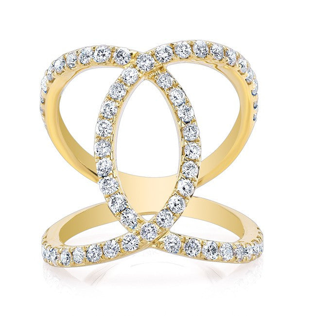 14KT Yellow Gold Diamond Luxe Cigar Band Ring
