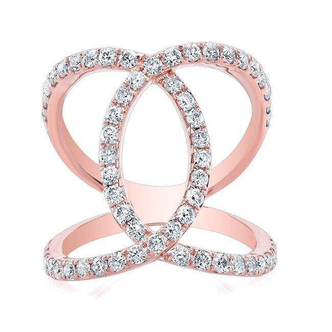 14KT Rose Gold Diamond Luxe Cigar Band Ring