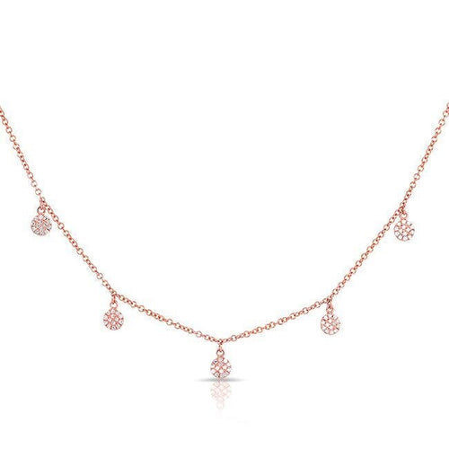 14KT Rose Gold 5 Diamond Pendant Disc Necklace