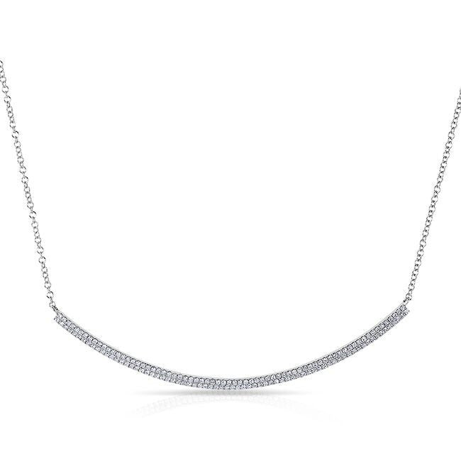 14KT White Gold Diamond Double Sleek Crescent Necklace