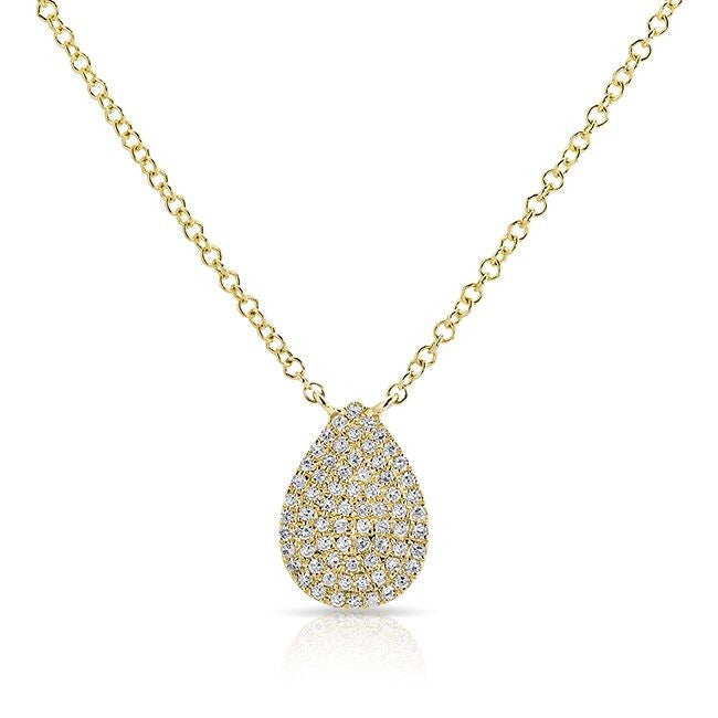14KT Yellow Gold Diamond Small Pear Necklace