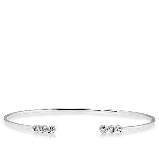 14KT White Gold Diamond Open Bezel Cuff