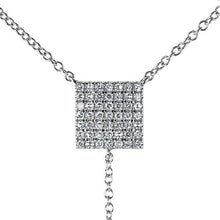 14KT White Gold Diamond Square Lariat Necklace