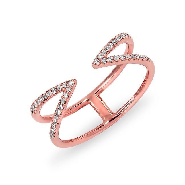 14KT Rose Gold Diamond Open Spike Ring