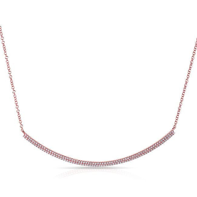14KT Rose Gold Diamond Double Sleek Crescent Necklace