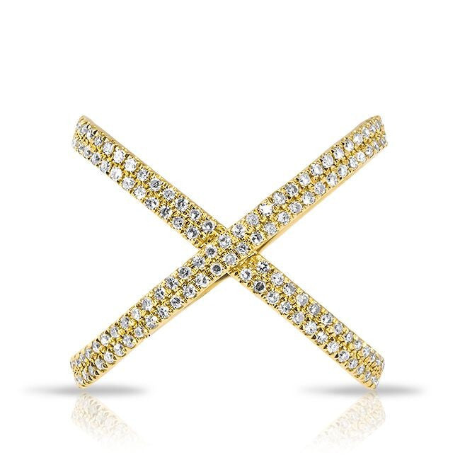 14KT Yellow Gold Diamond X Bandeau Ring