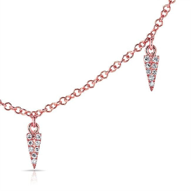 14KT Rose Gold Diamond Pine Necklace